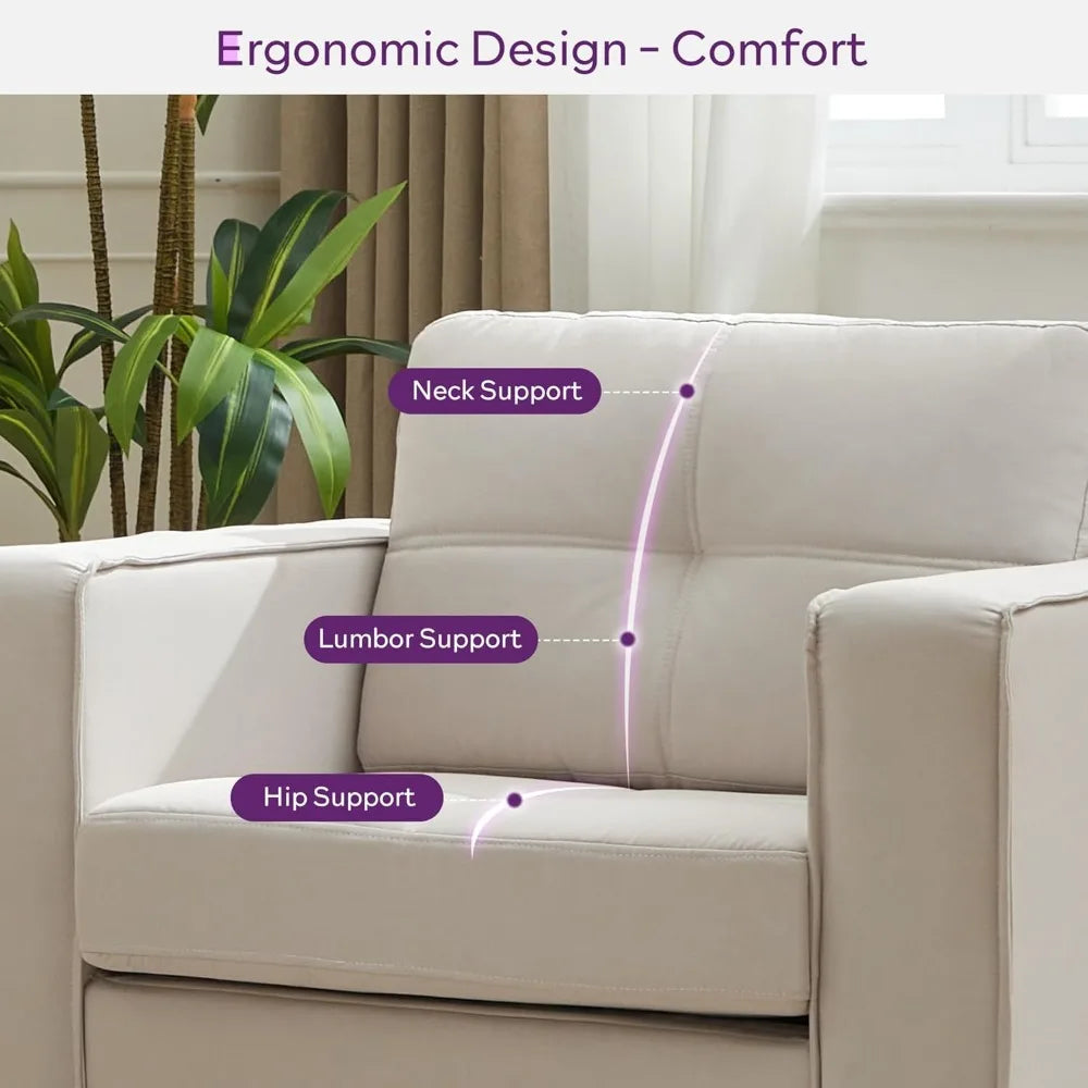 Ticify Linen Lounge Chair With Ottoman And Pockets