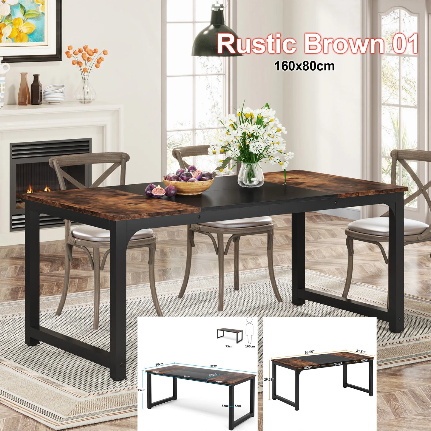 Tribesigns Industrial Dining Table for Dining Room