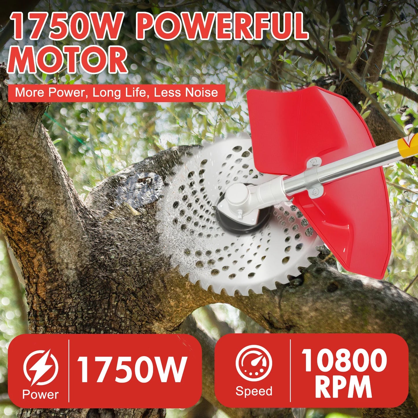 52cc 2-Stroke Gasoline Lawn Mower 4-In-1 System With Adjustable Shaft