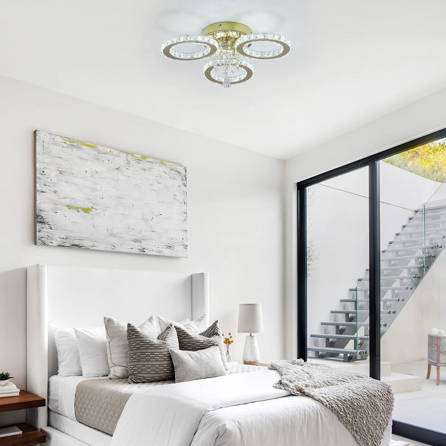 Led Ceiling Light Crystal Chandelier For Living Room Gold Finish