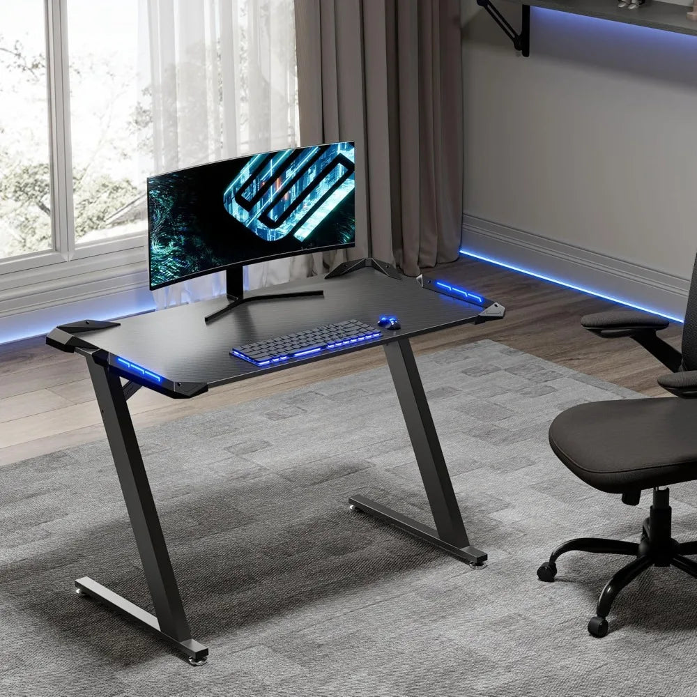Gaming Desk With LED Lights For Home Office Table Pro