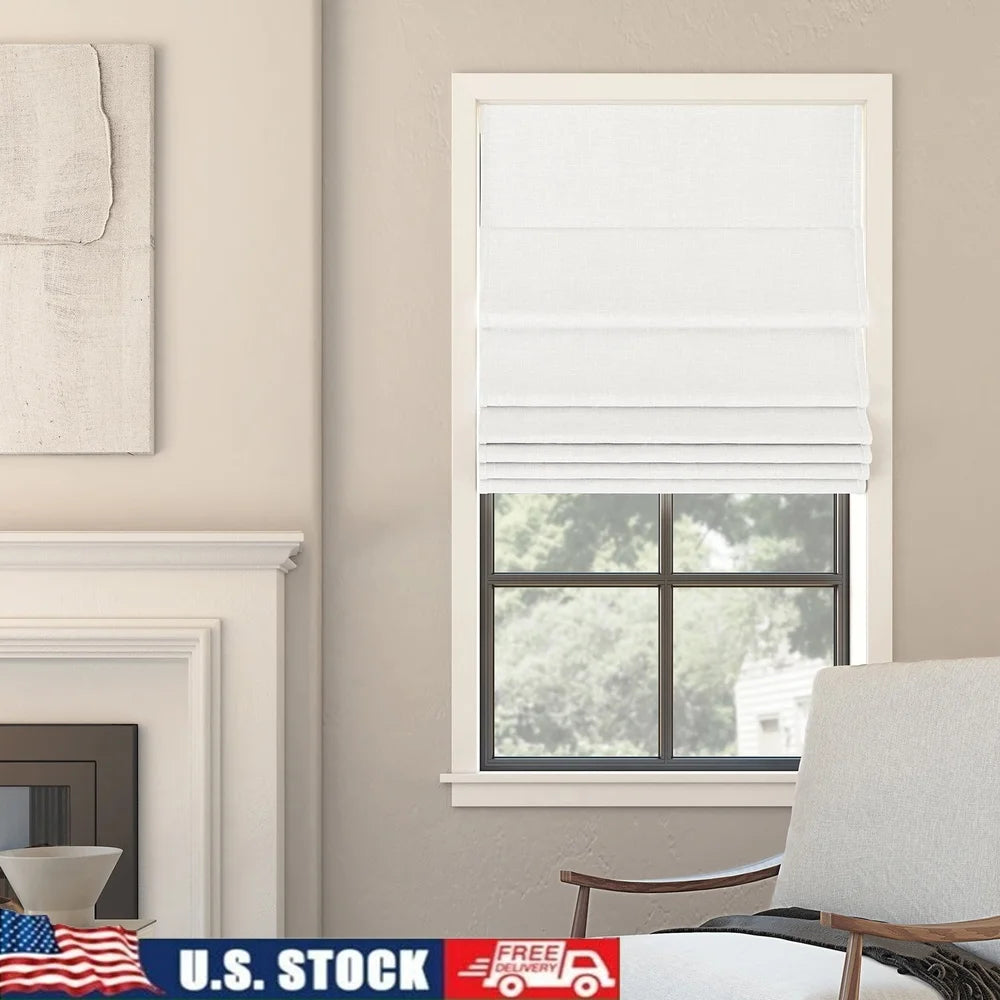 Hign-concerned Cordless Blackout Roman Shades Textured Fabric Noise Reduction