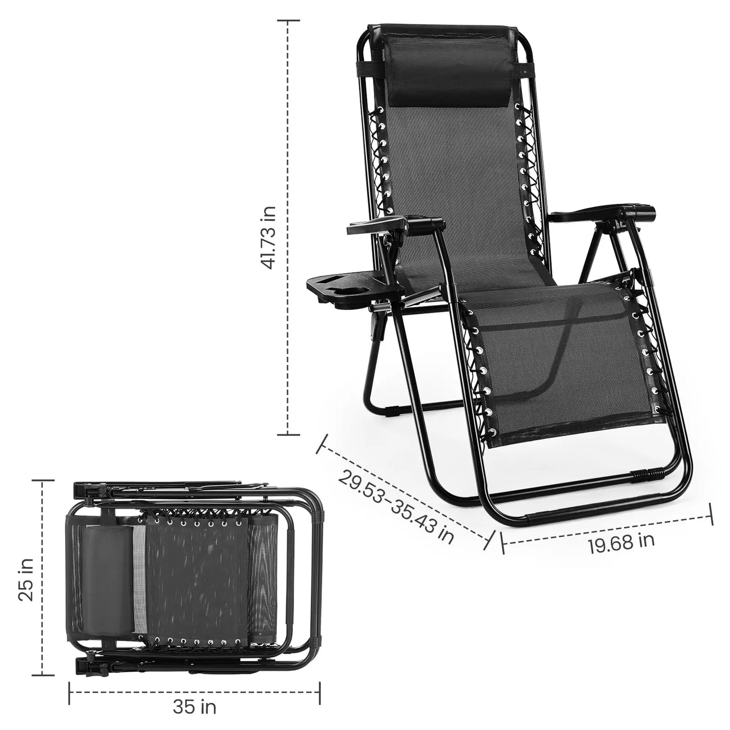 JHK Zero Gravity Portable Recliner Set Lounge Chairs