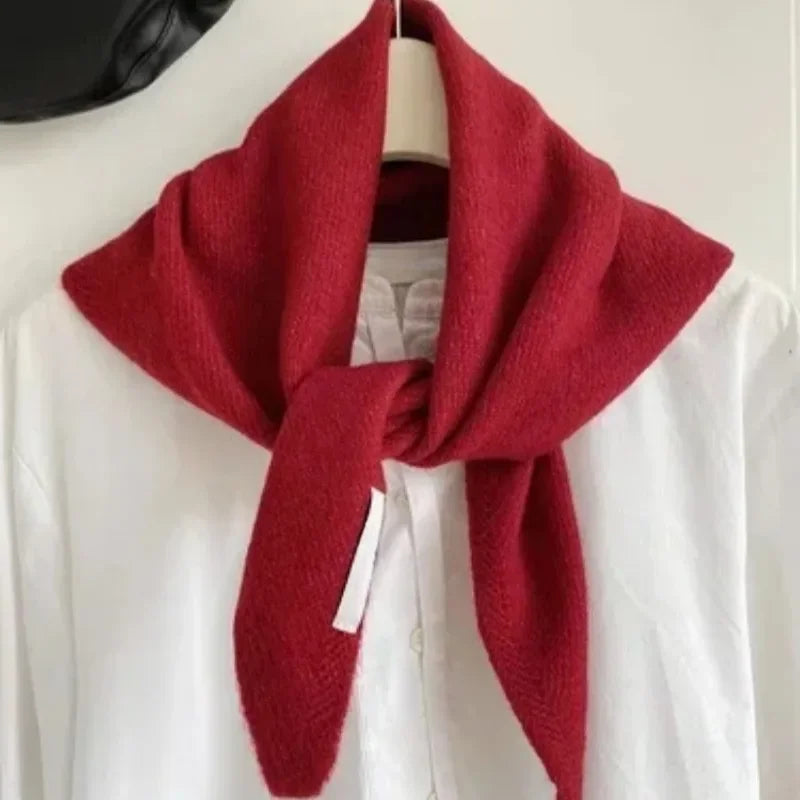 Xizou British Korean Style Wool Knitted Triangular Scarf