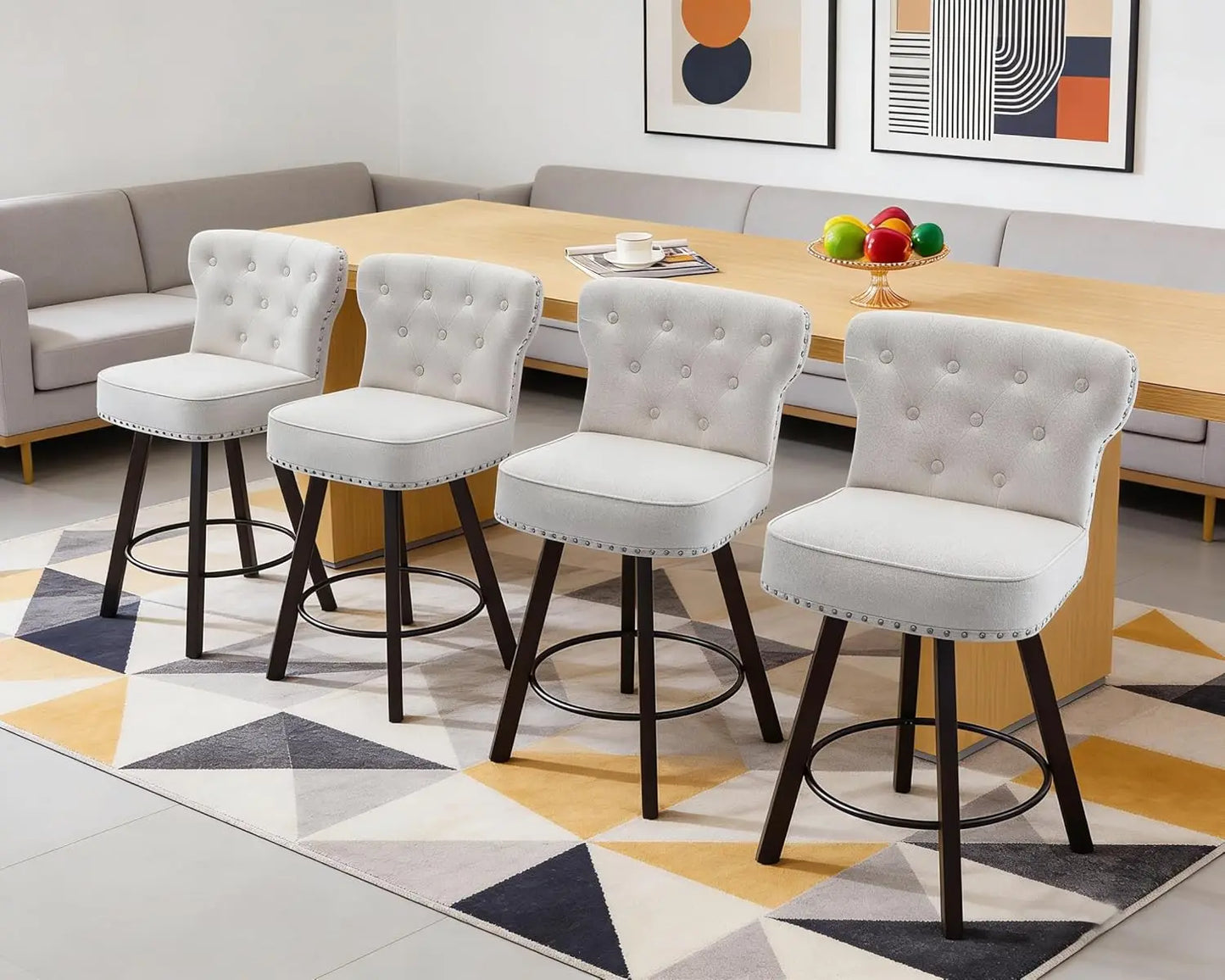 Guangbai Counter Height Bar Stools Set Of 4 Mid Century