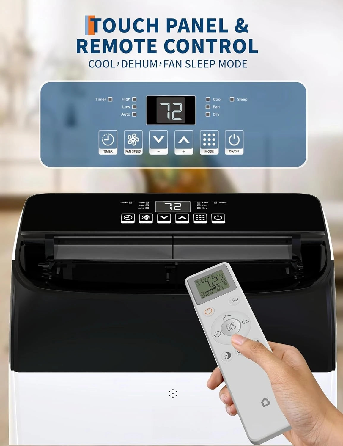Portable Air Conditioner Dehumidifier And Fan Remote Timer Auto Swing
