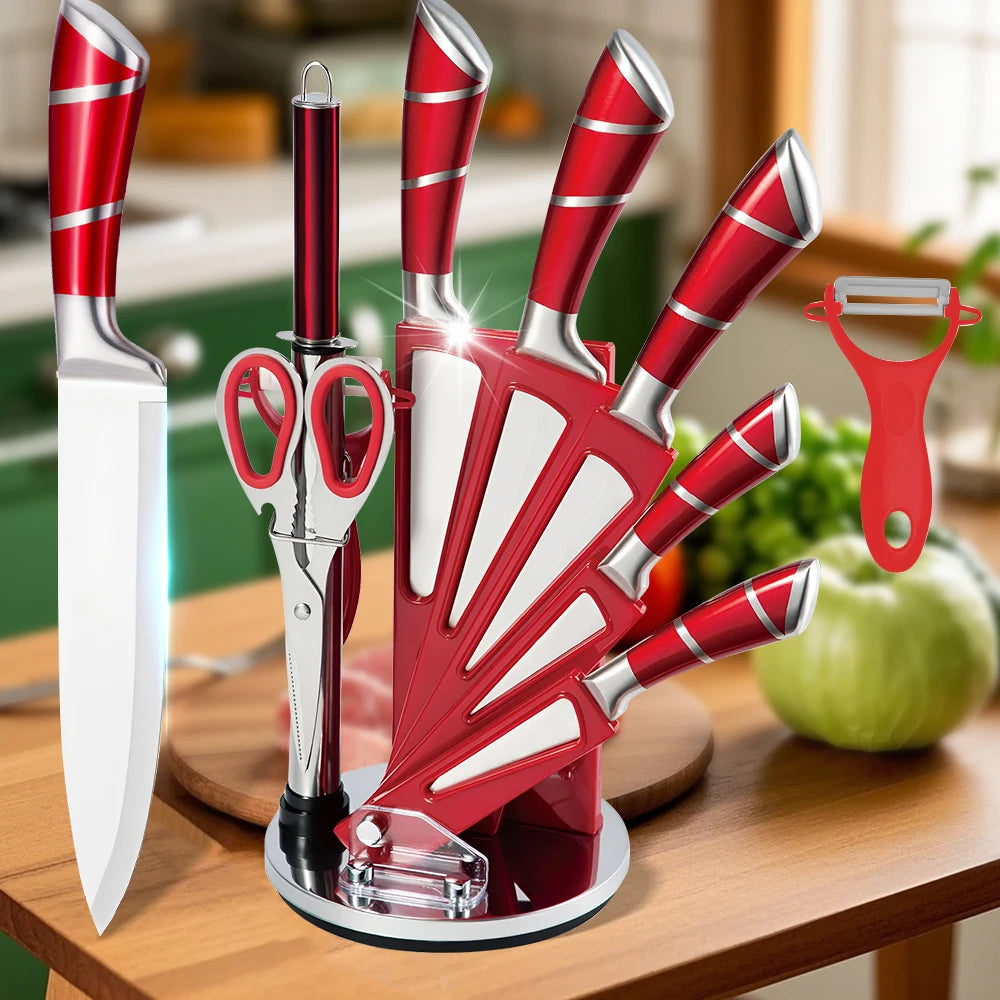 Zeng 9 Piece Kitchen Knife Block Set With Sharpener