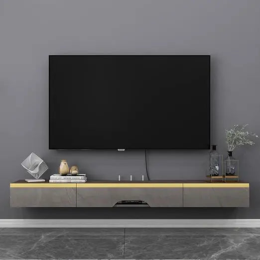 DAFIFY Modern Wall Mounted TV Console With Doors And Storage