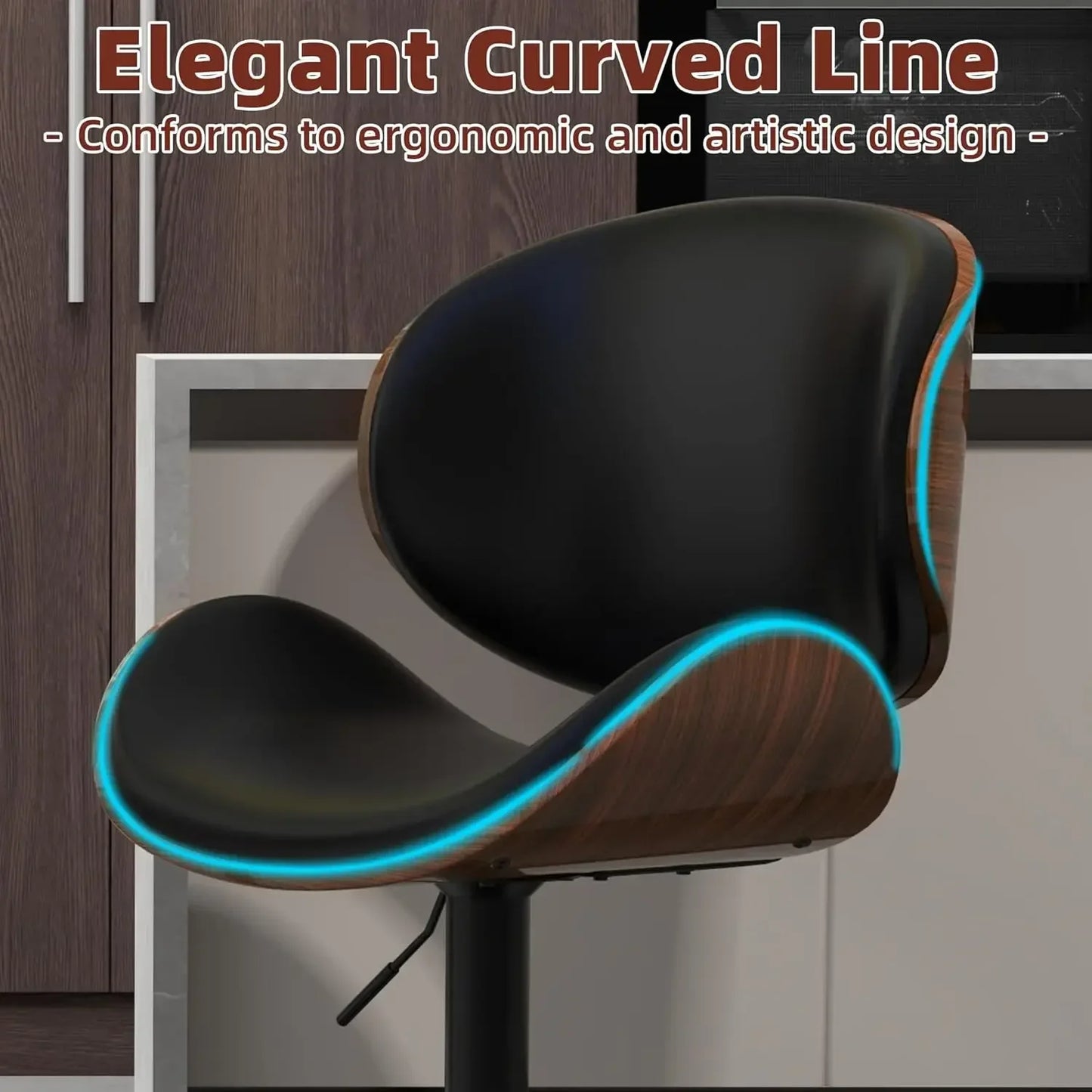 XMSJ Modern Swivel Bar Stools with Adjustable Height for Kitchen