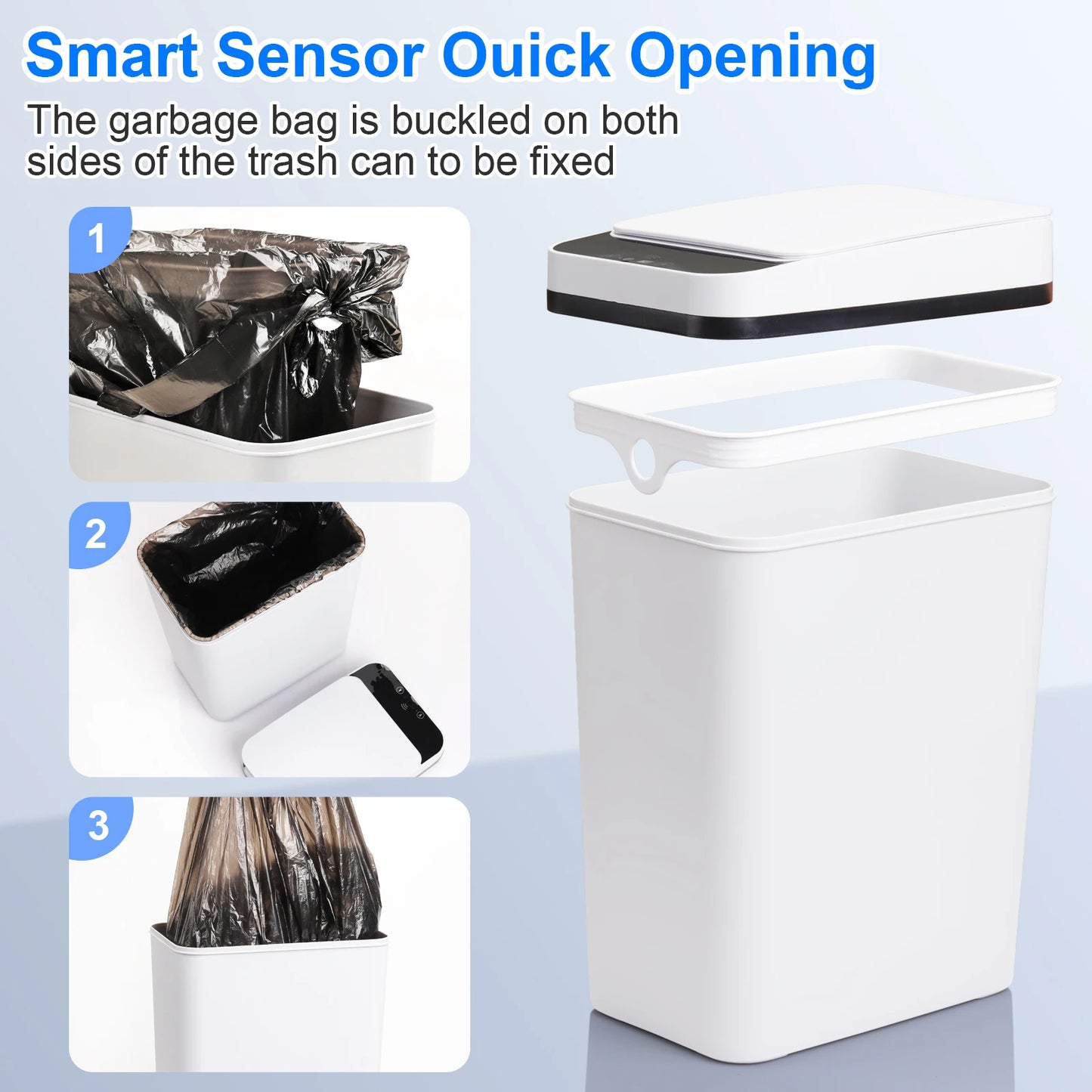 NONECN 2 Pack 12L Touchless Motion Sensor Trash Cans With Lid
