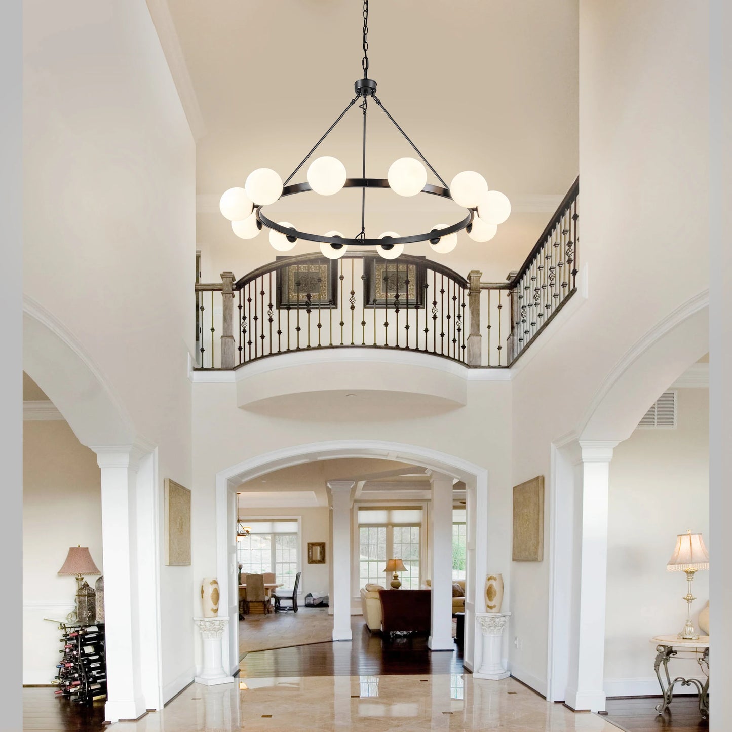 12 Light Wagon Wheel Chandelier Farmhouse Pendant Light