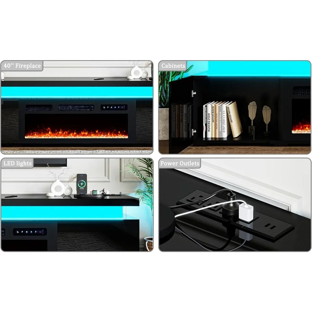 Fireplace TV Stand With LED Lights Entertainment Center