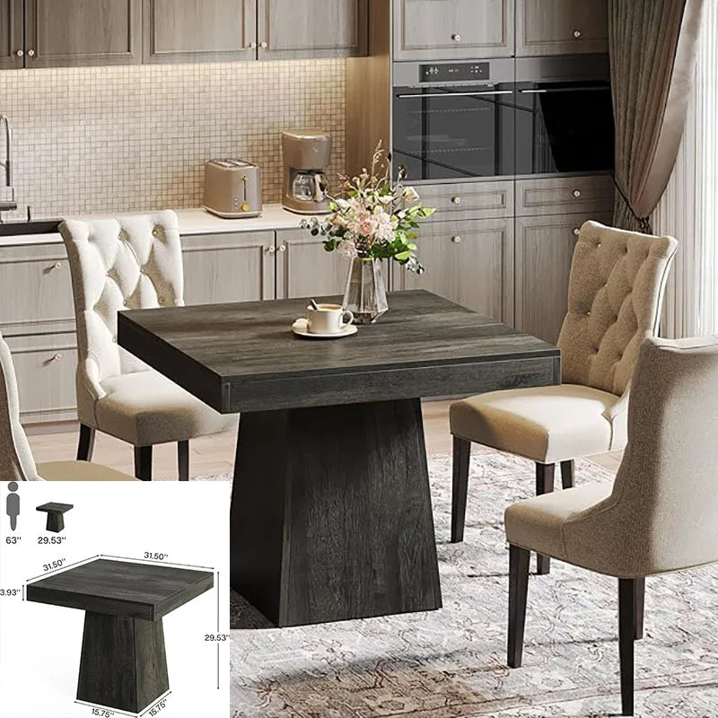 Little Tree Modern Dining Table With Tapered Wood Legs For Kitchen Living Room