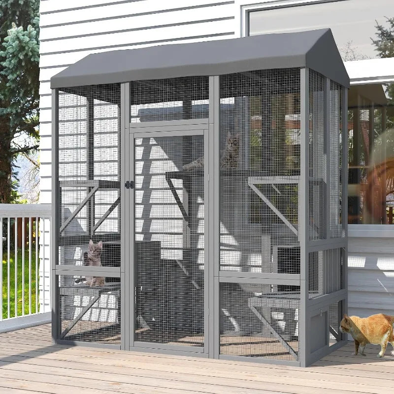 Hign-concerned Catio Outdoor Cat Enclosure Multiple Cats