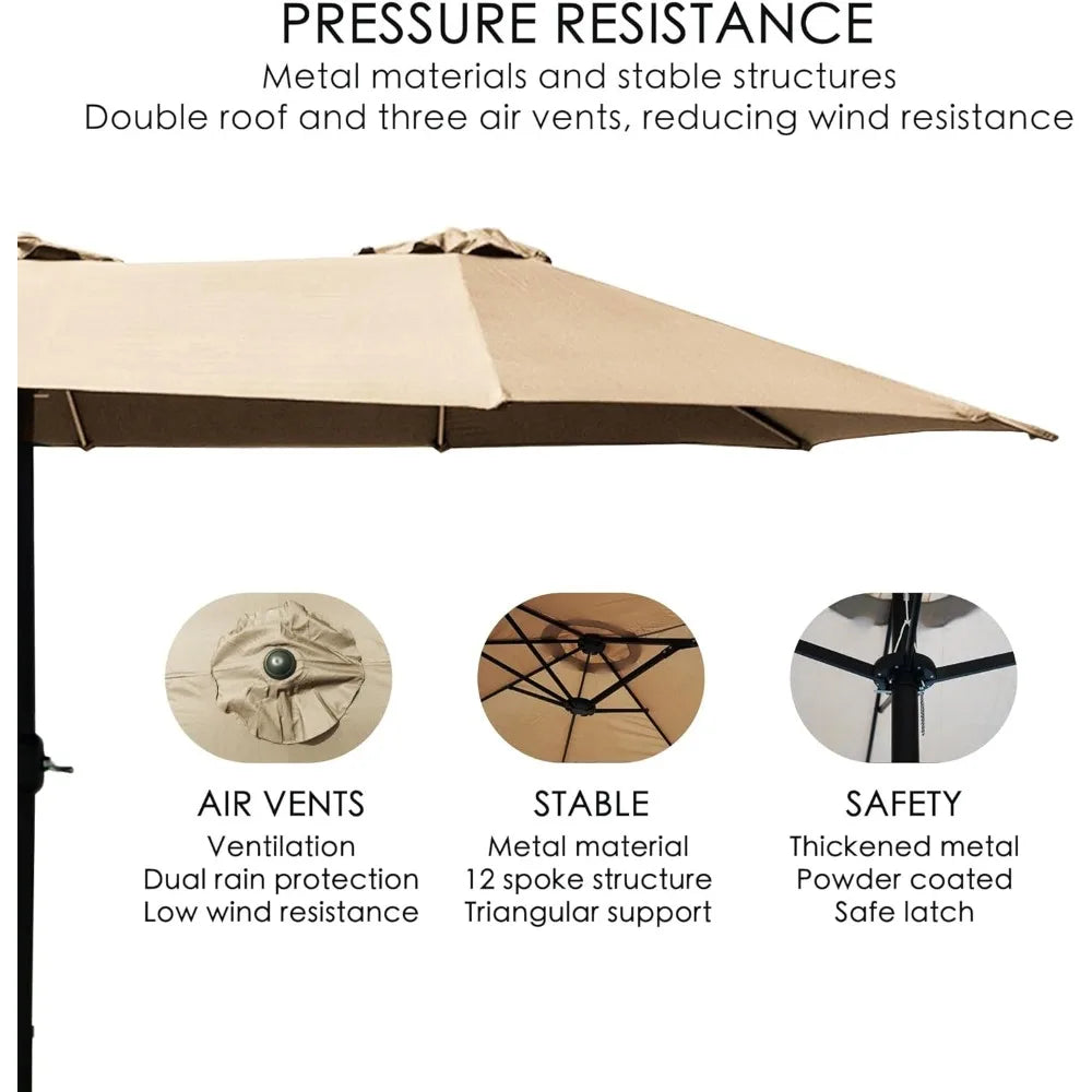 Kozyard Double-Sided Outdoor Patio Umbrella With Crank And Base