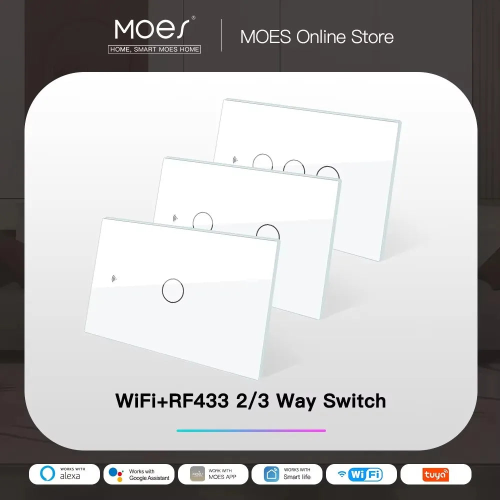 MOES Glass Panel Switch WiFi Tuya Smart Life Google Alexa