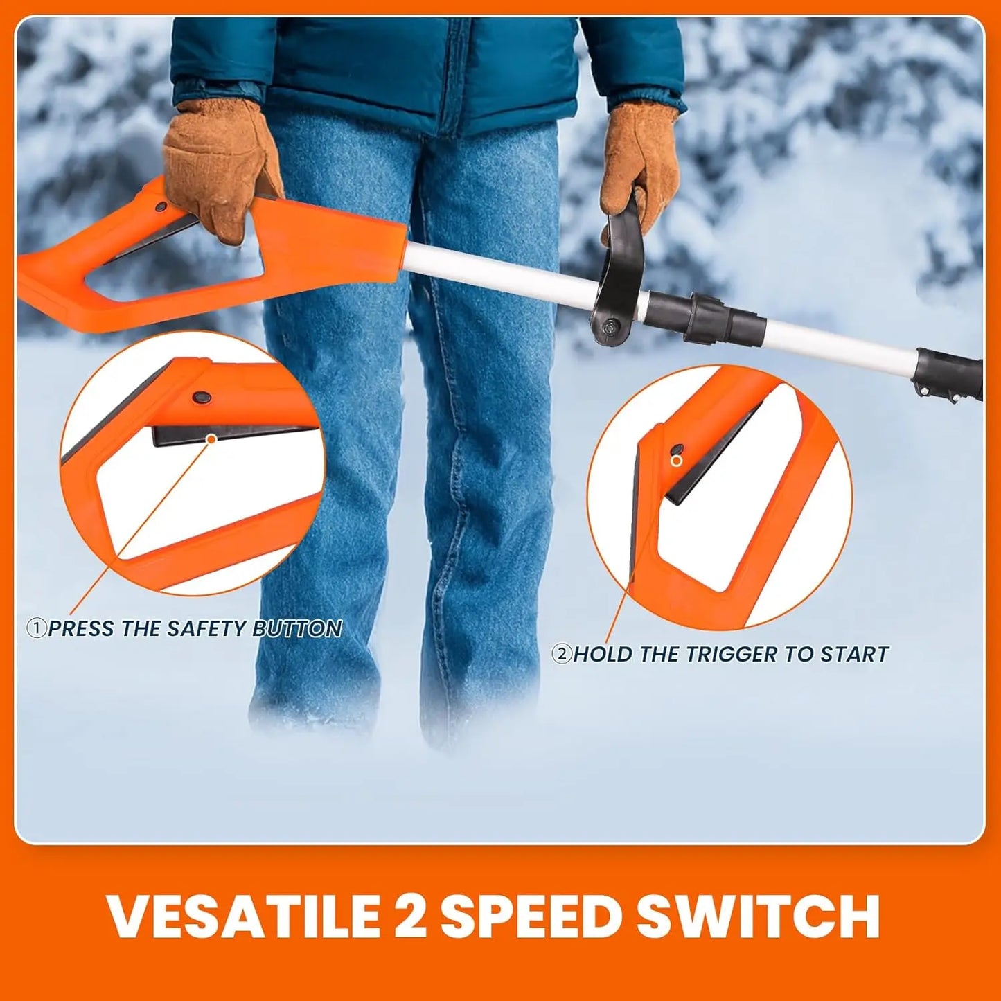 Cordless Snow Shovel With 2x 48V Motors And 4Ah Battery