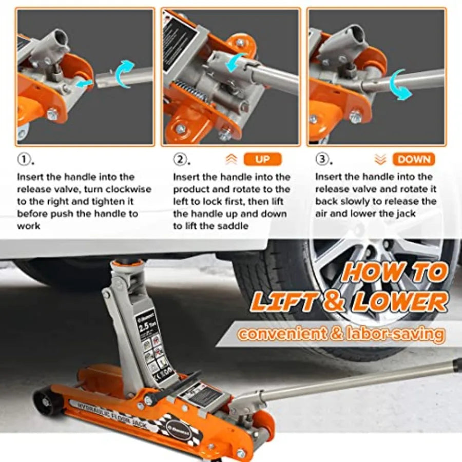 SHXI 2.5 Ton Steel Floor Jack Low Profile Hydraulic