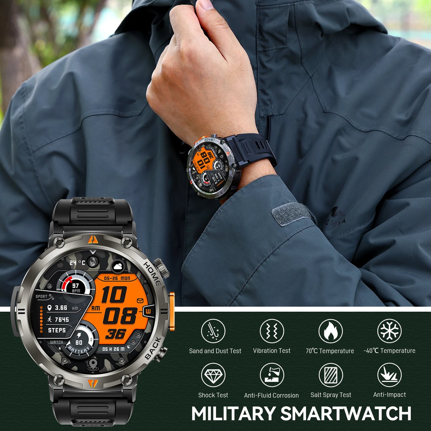 EIGIIS KE3 Smartwatch For Men Bluetooth Call Full Touch HealthMonitor