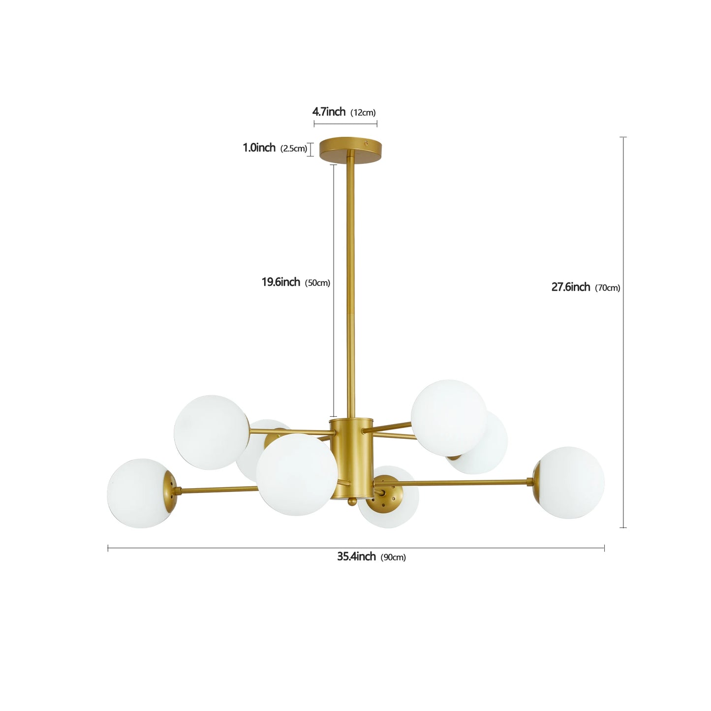 ARLGSITEC Modern 8 Light Chandelier Globe Ceiling Fixture