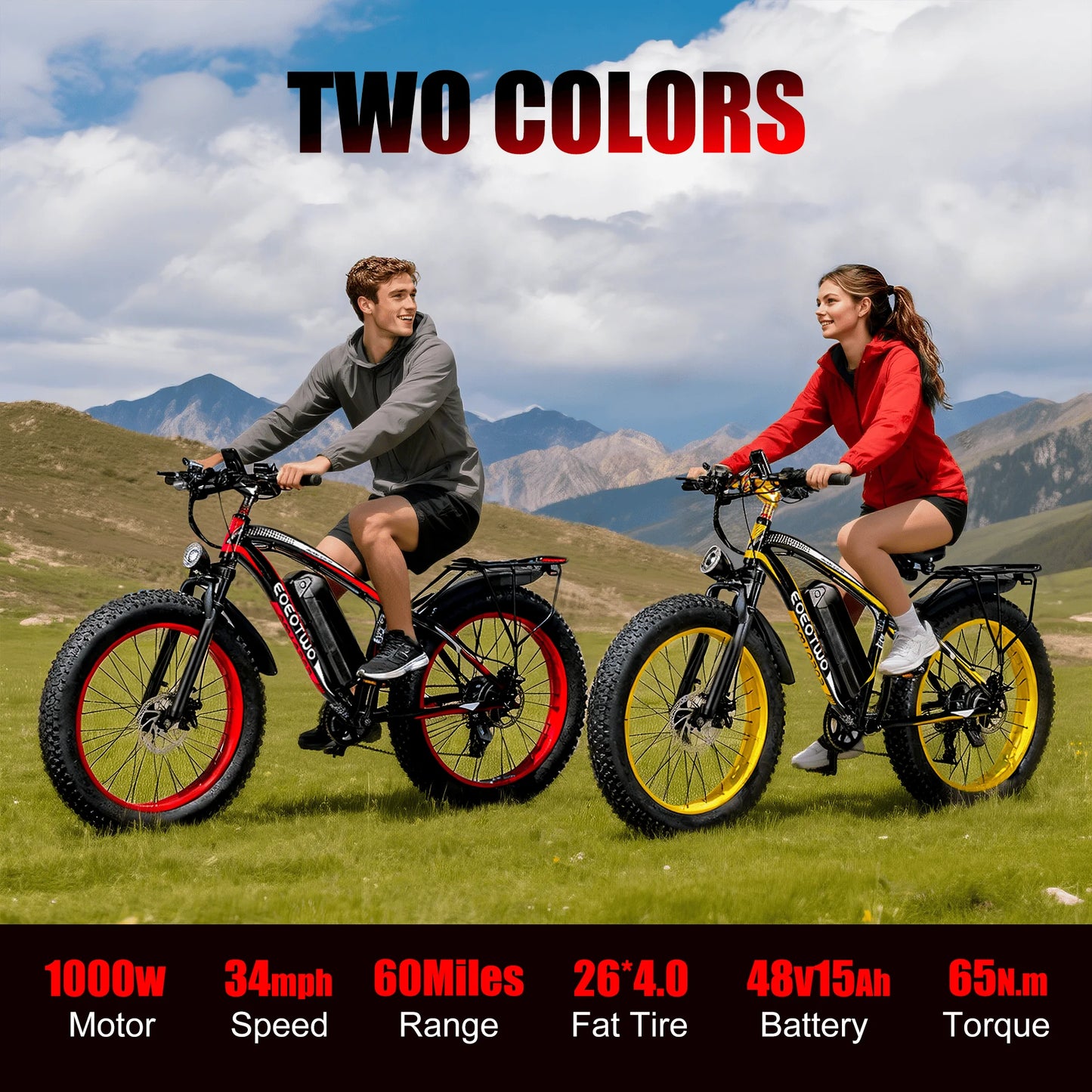 EOEOTWO 1500W Fat Tire Electric Bike For Adults 34MPH