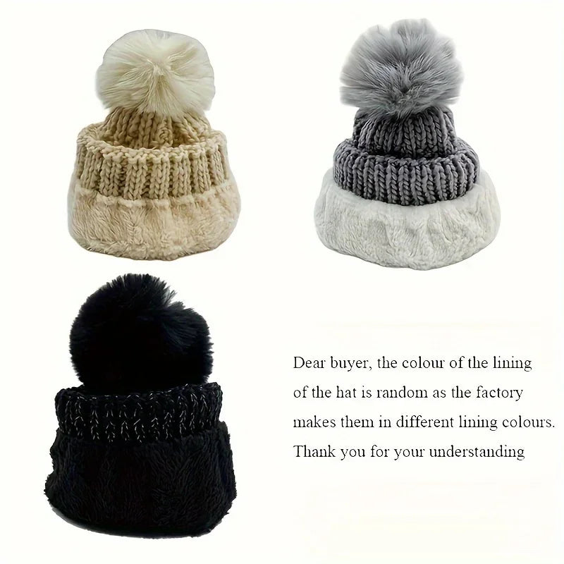 NONECN Winter Knit Hat Set For Women Warm Plush Windproof