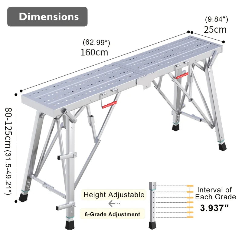 Adjustable Folding Scaffolding Work Platform Portable Steel Ladder