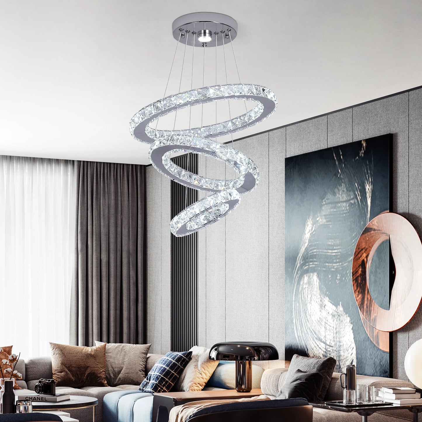 GreeLustr Crystal Chandelier Pendant Light With Dimmable LED