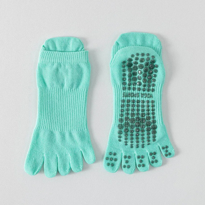 NONECN Full Toe Yoga Socks For Women Cotton Silicone Grip