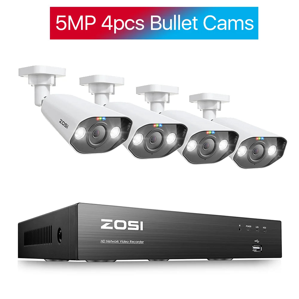 ZOSI 8CH 5MP PTZ IP Camera System POE NVR Kit Outdoor