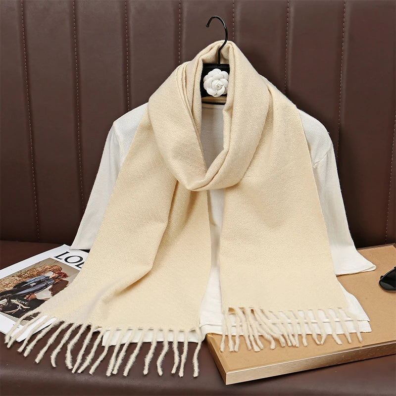 Runmeifacn Warm Cashmere Scarf For Women Solid Knit Wrap