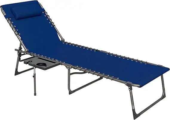 Outdoor Adjustable Chaise Lounge Chair With Side Table And Headrest