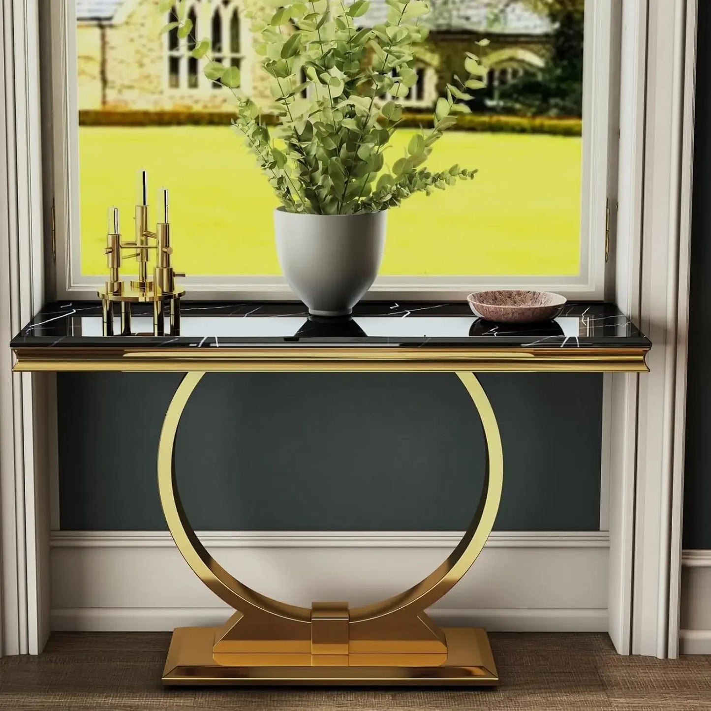XMSJ Console Table With U Shaped Base For Entryway