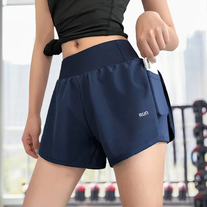 Women Leisure Sports Antiexposure Two Piece Slimming Shorts