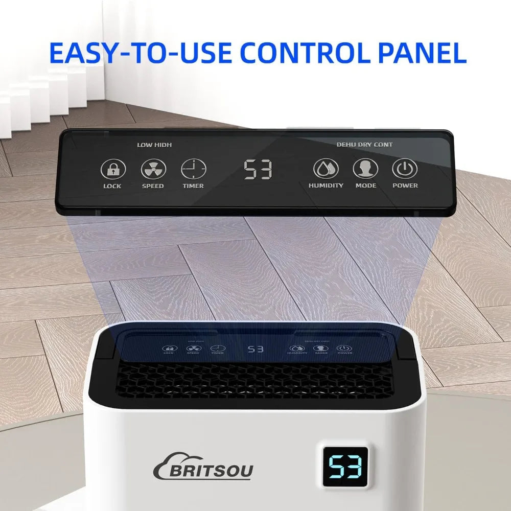 Britsou 50 Pint Dehumidifier For Basement With Drain Hose