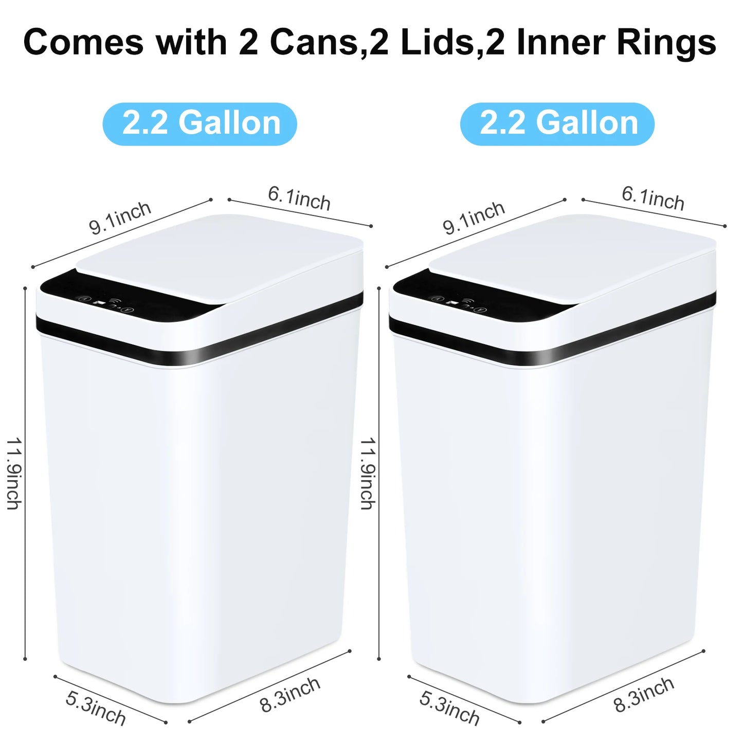 NONECN 2 Pack 12L Touchless Motion Sensor Trash Cans With Lid