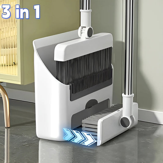 3-In-1 Broom And Dustpan Set For Home Office Dorm Cleaning