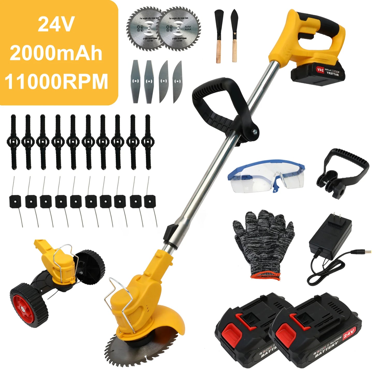 21V Cordless Grass Trimmer 3 In 1 Edger Brush Cutter