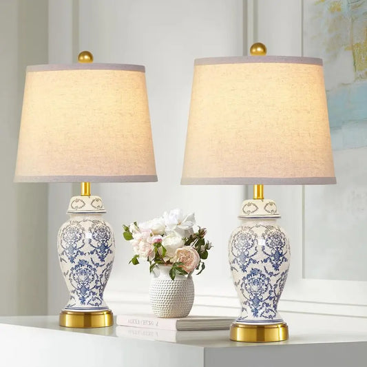 XMSJ Chinoiserie Ceramic Table Lamps Set of 2 Living Room