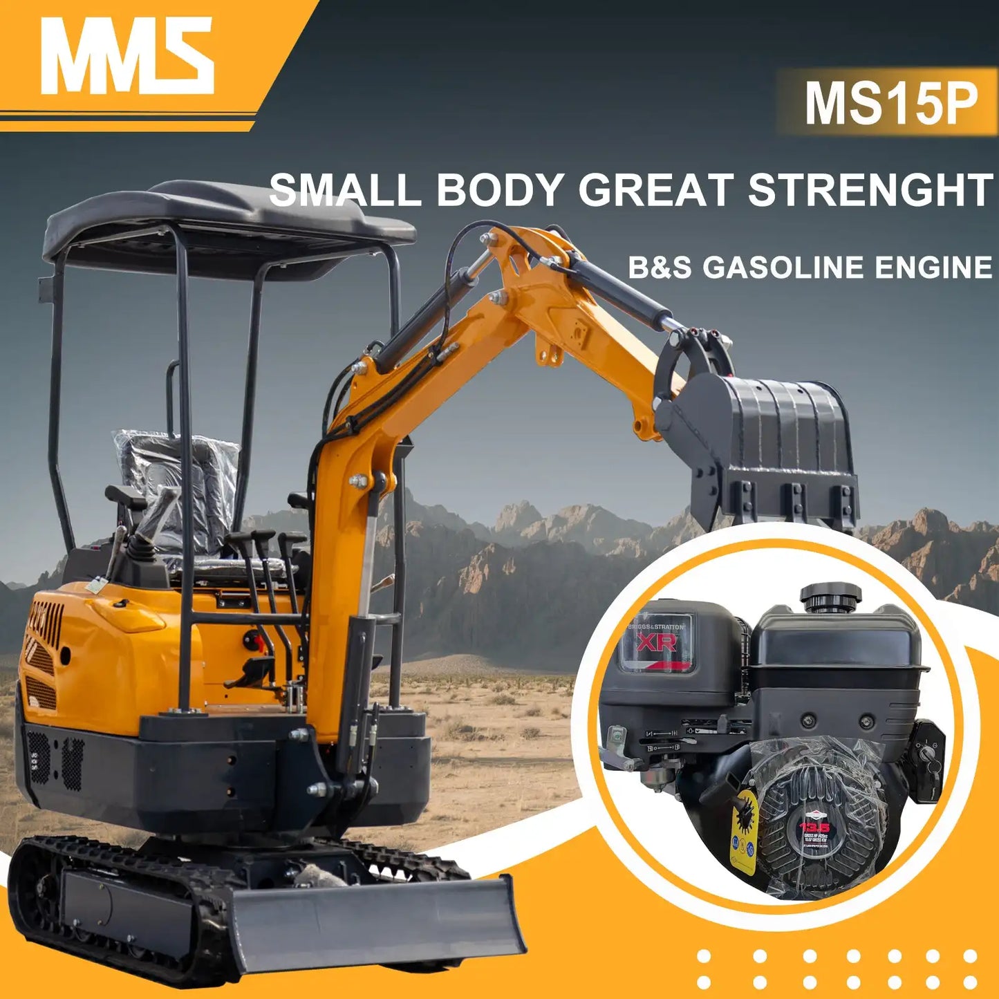 MMS MS15P Mini Excavator 13.5HP Briggs And Stratton Engine