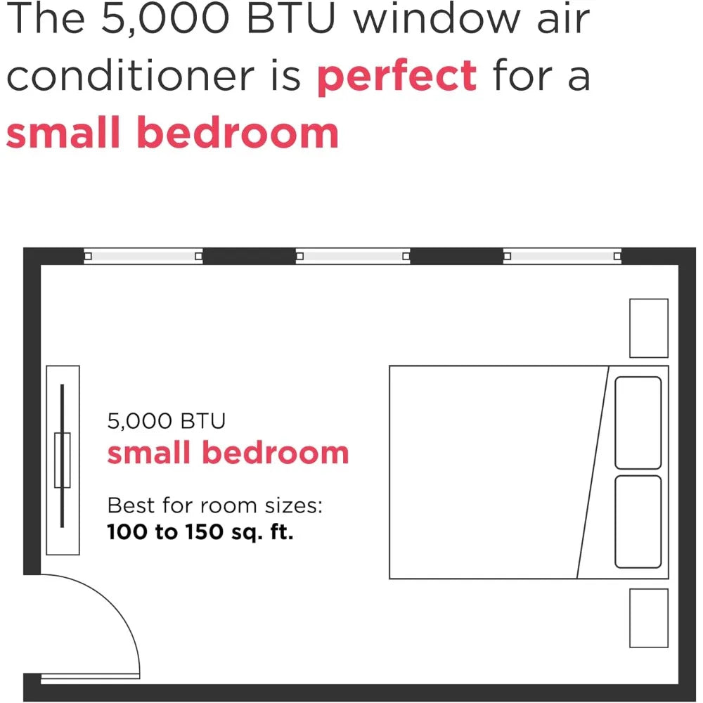 5000 BTU Window Air Conditioner With Remote 3 Fan Speeds