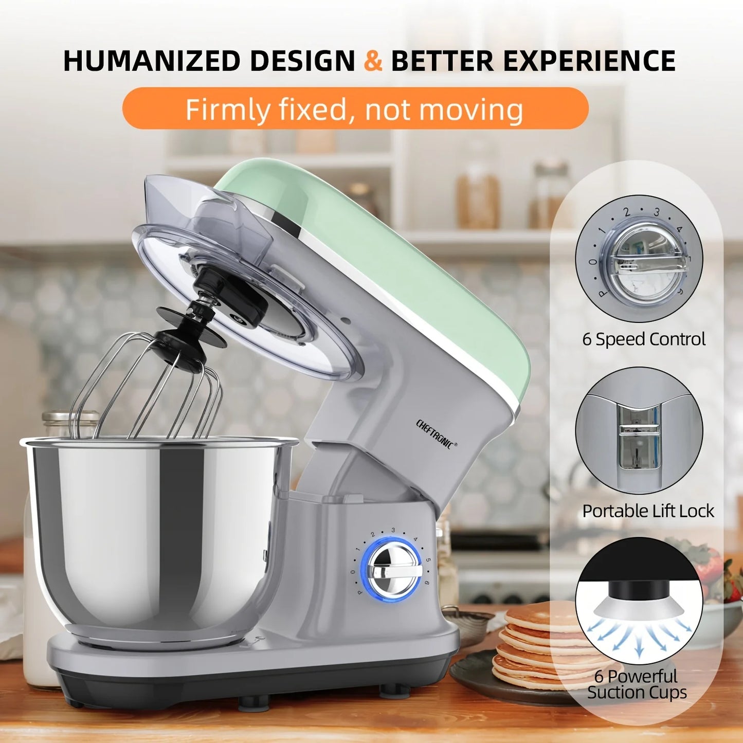 Cheftronic Stand Mixer Tilt Head 500W 6+ Speed US Plug