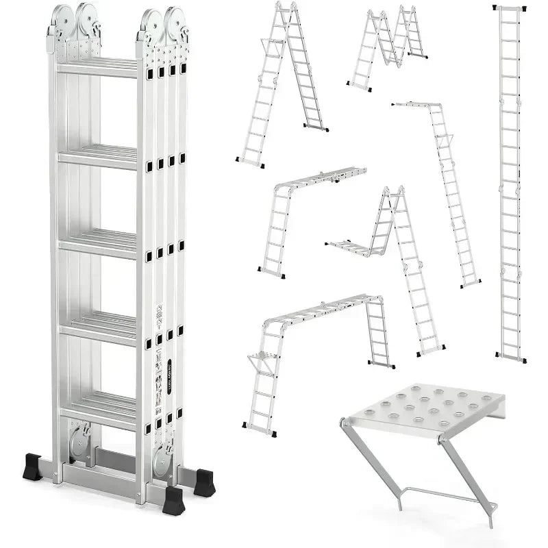 Hignconcerned Folding Ladder Extension 7 in 1 Aluminium