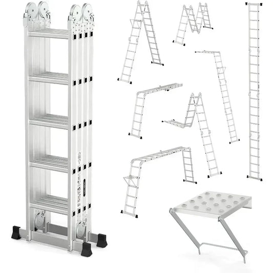 Hignconcerned Folding Ladder Extension 7 in 1 Aluminium