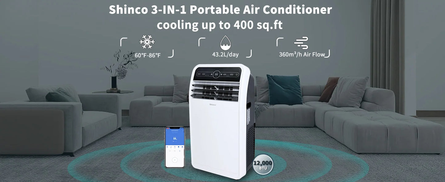 Shinco 12000 BTU Smart WiFi Portable Air Conditioner