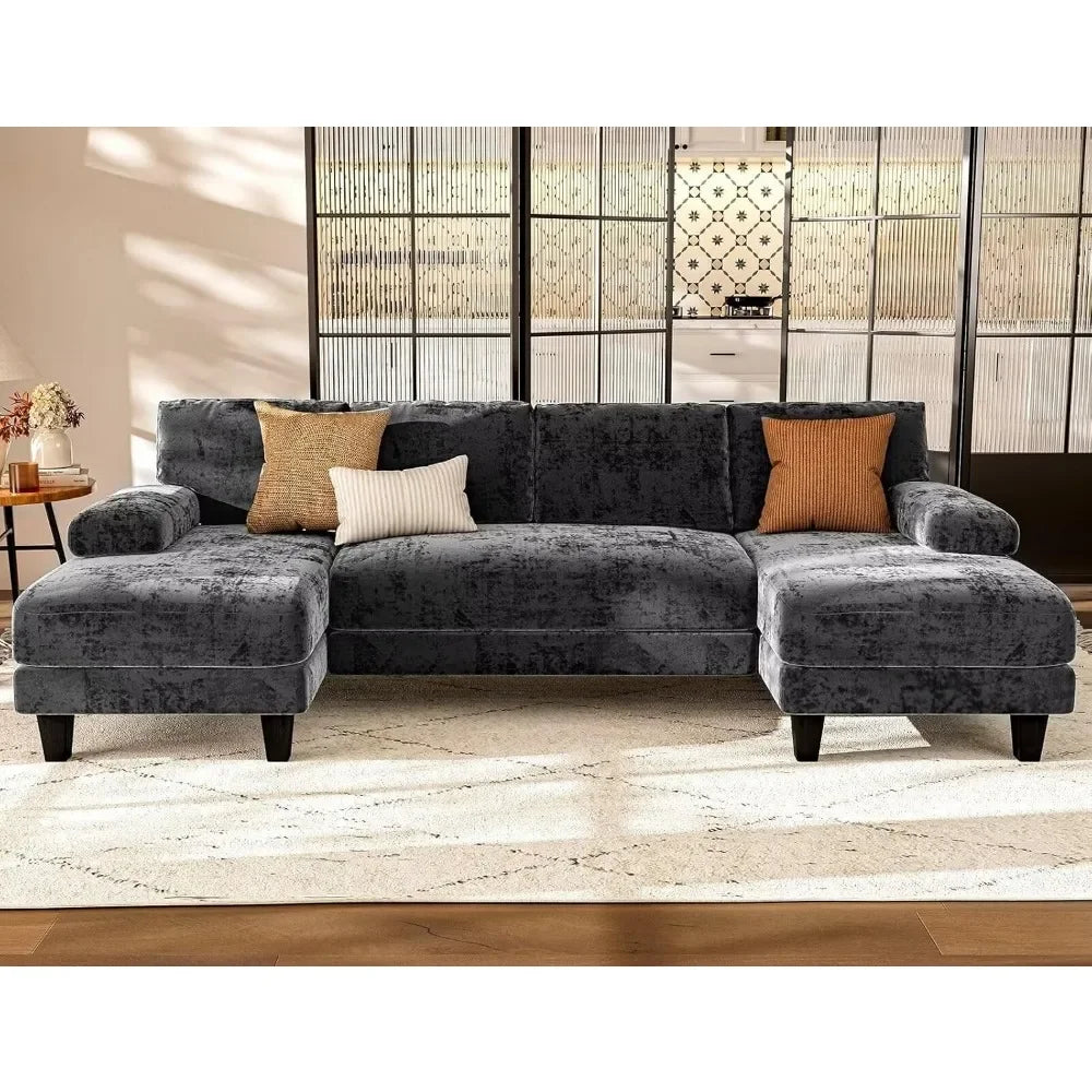 XMSJ U Shaped Sectional Sofa With Double Chaise Living Room