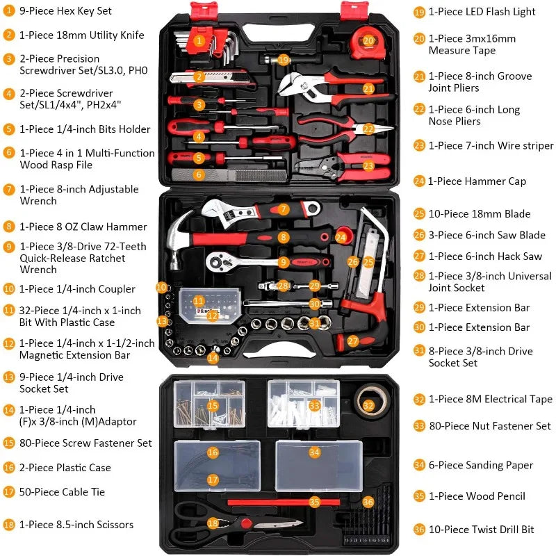 Hign-concerned General Home Repair Tool Kit 325 Piece