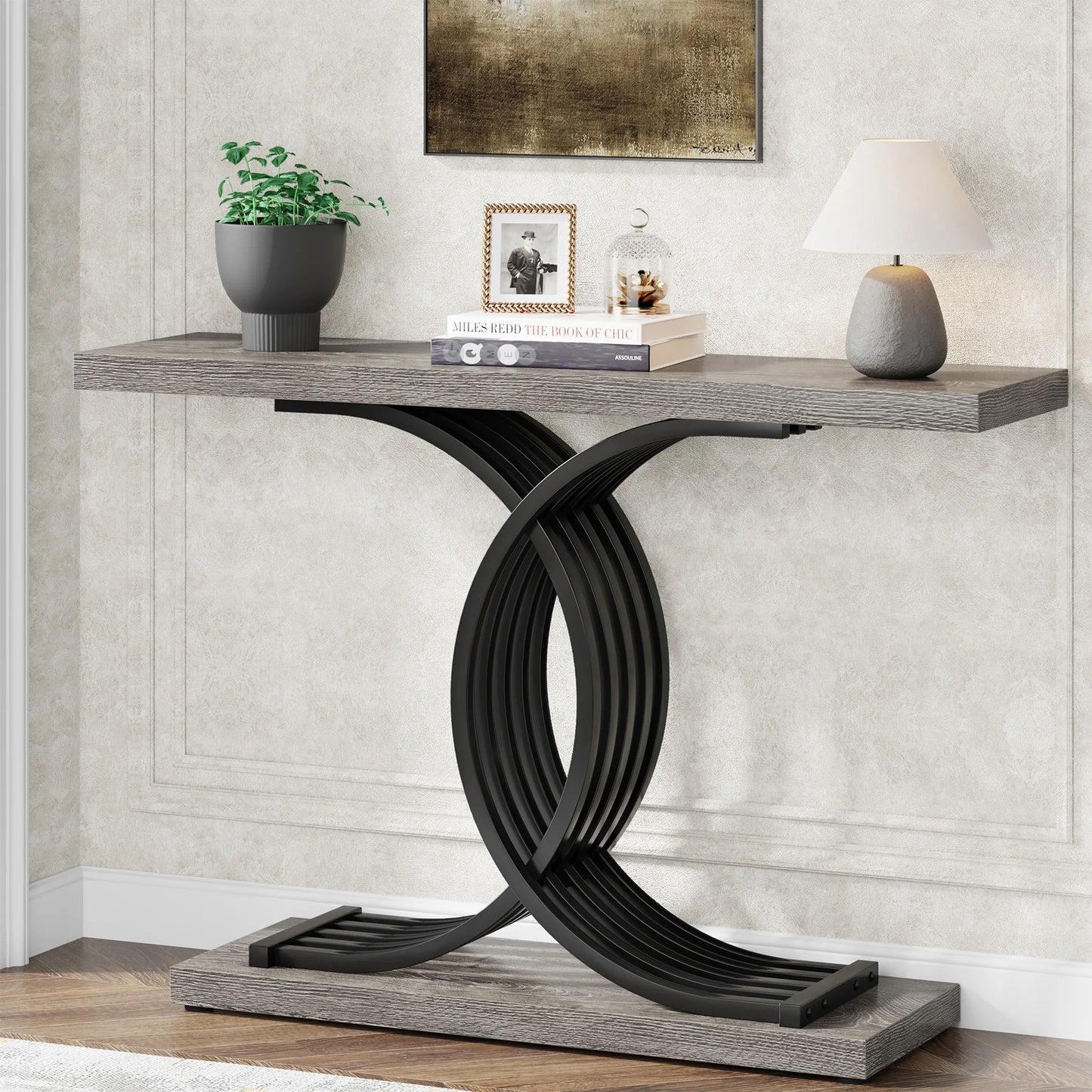 Tribesigns Modern Entryway Console Table With Geometric Metal Legs