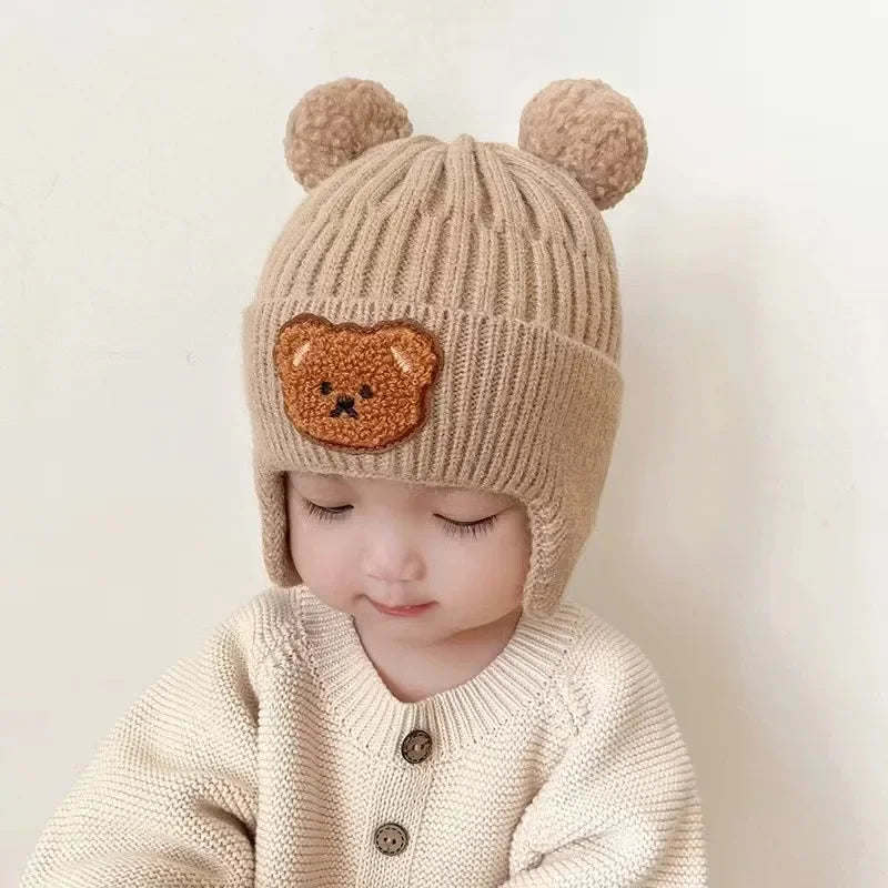 Baby Bear Ear Protection Winter Knit Hat Unisex