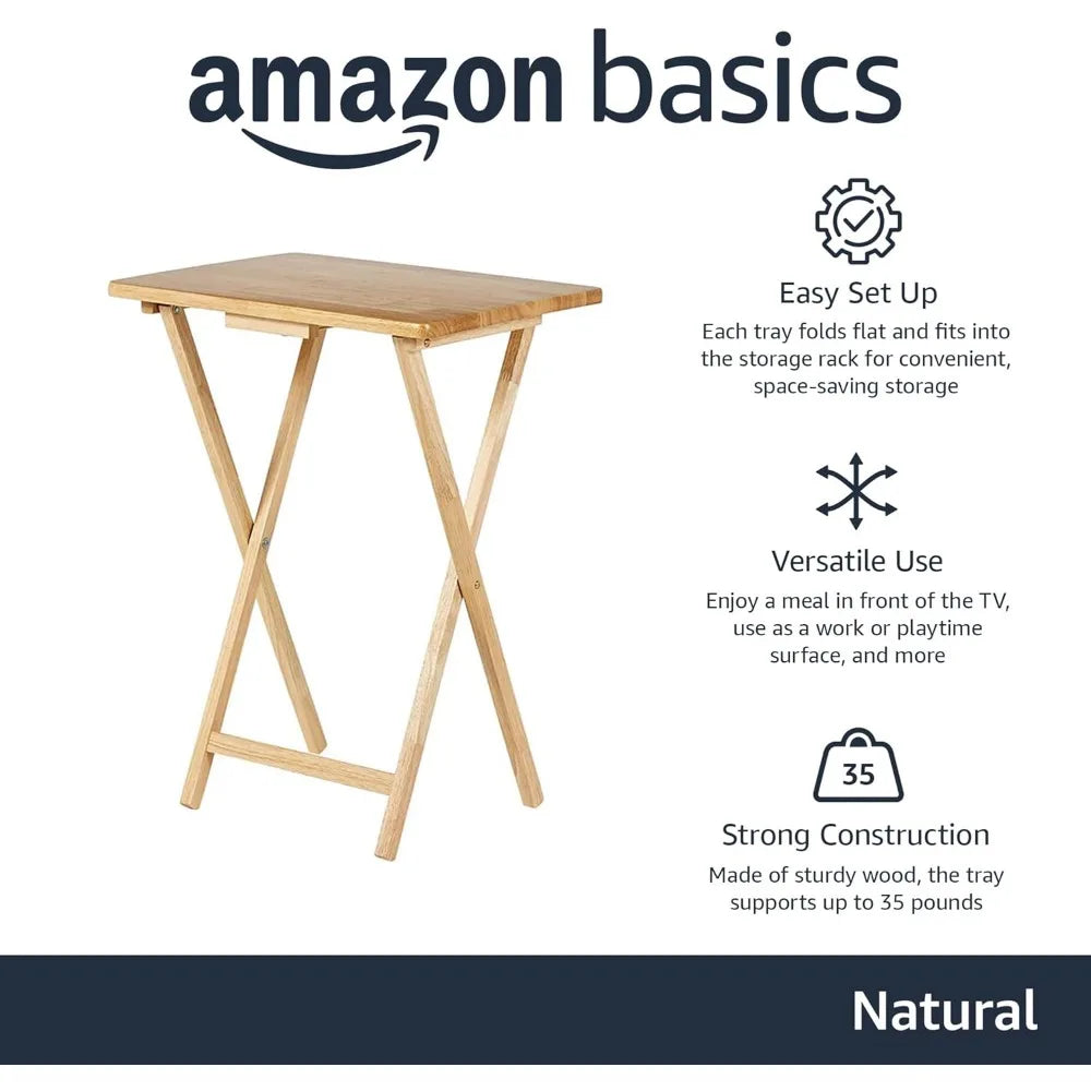 XIUWO Foldable TV Tray Table Set With Storage Rack
